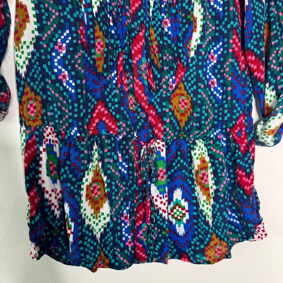 Maeve Anthropologie Shirt Womens 0 Multicolor Aztec Drop Waist Western Tunic - Picture 6 of 10